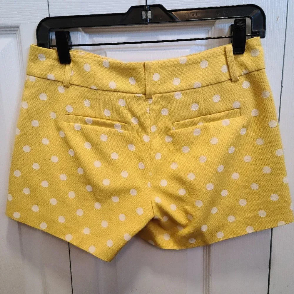 Ann Taylor Yellow White Poka Dots Shorts
